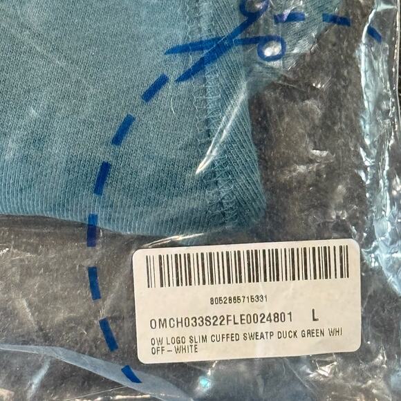 RETAIL $575 Off White Logo Slim Cuffed Sweatpants Duck Green*NEW W/TAGS*SIZE L - Picture 6 of 7